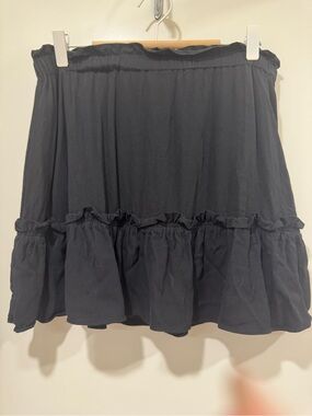 Sunday Best Black Ruffle-Hem Mini Skirt